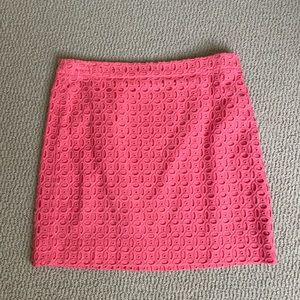 J Crew Factory 100% Cotton Crochet Eyelet Mini Skirt in pink. Size 8.